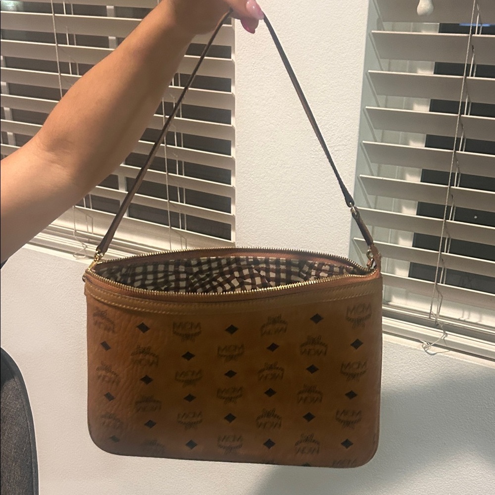 MCM Tan Monogram Shoulder Bag